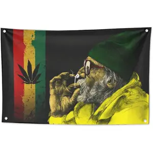 KINO Homie Jamaica Reggae Style Weed Marijuana Leaf Decorative Tapestry Rasta Flag Bar Club Tattoo Shop Banner Wall Hanging Cannabis Fabric Poster
