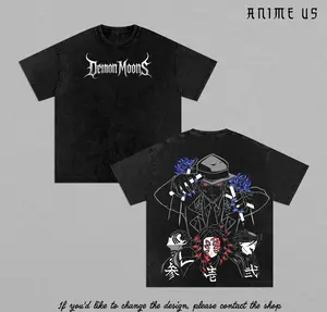 Demon Slayer Muzan Kibutsuji Akaza Kokushibo Upper Moon Shirt Anime Demon Moons Tee Kimetsu no Yaiba Graphic Vintage Washed Oversized Streetwear