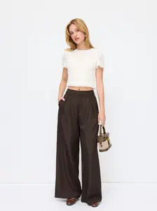 CIDER Mid Rise Straight Leg Pleated Trousers