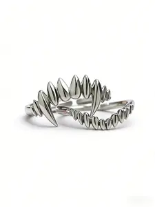 Adjustable Vampire Bite Ring, Statement Rings, Open Mouth Design, 1pc Adjustable Finger Accessory, Stylish Jewelry for Daily Wear & Gift Giving