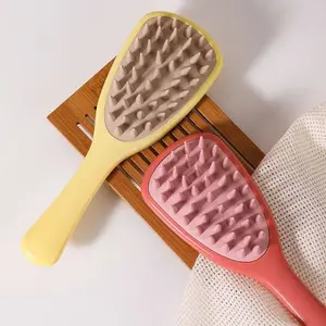 1-piece/set Ginkgo Leaf Long Handle Shampoo Comb, Silicone Wide Tooth Hair Comb for Women, Anti-Dandruff Scalp Massage Comb