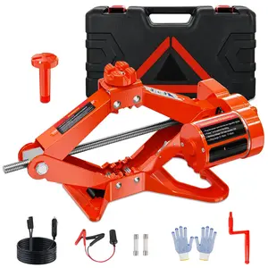 Electric Car Jack 3 Ton 6600lbs Floor Kit Automatic 12v Scissor Lift Portable Repair Tool With Remote Control Double Pads For Tire Change Replacement  Orange Red