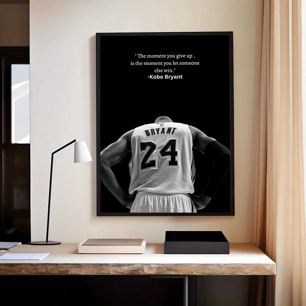 No.24 basketball athlete motivational quote minimalist artistic hanging artwork, 2D flat print canvas wall art poster, wall decoration home decor, brightly decorated prints, sports wall decor for gym, bedroom athlete home wall decor
