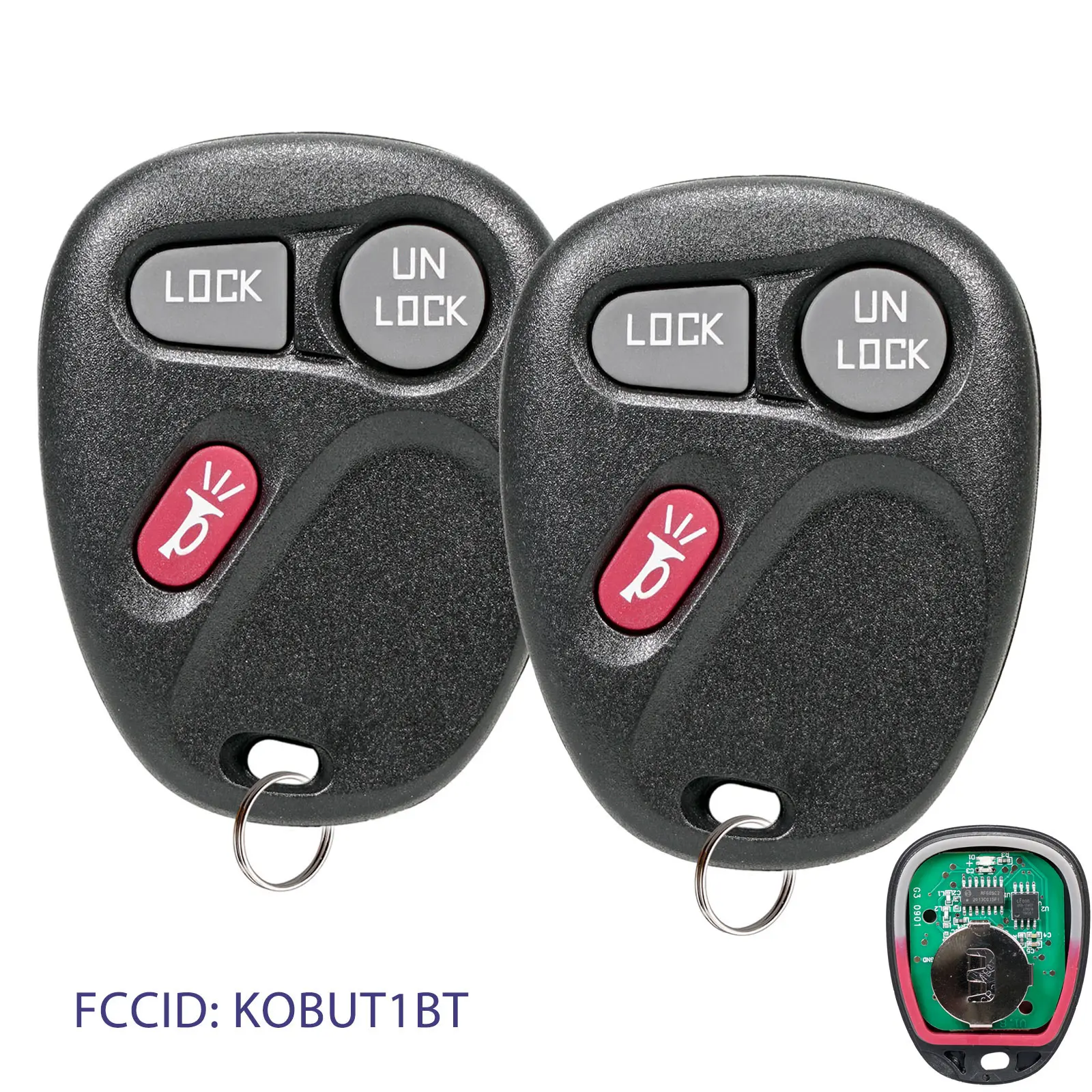 2-Pack Remote Control Key Fob Replacement Auto Parts Accessories, 3-Button 315MHz KOBUT1BT Automotive Car Key for 1999-2001 Chevrolet Silverado S10 Suburban Tahoe / GMC Sierra Sonoma Yukon