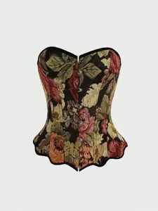 Vintage Chic Printed Corset Belted Waist Cincher Adjustable Tie Back, All Seasons Wear, Special Occasions & Daily Use