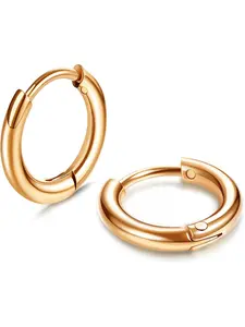 316L Stainless Steel Hoop Earrings for Women Men Tiny Cartilage Hoop Earrings Small Huggie Hinged Hoop Earrings 8/10/12MM Silver Gold Black Hoop Earrings Elegant Minimalist Earrings