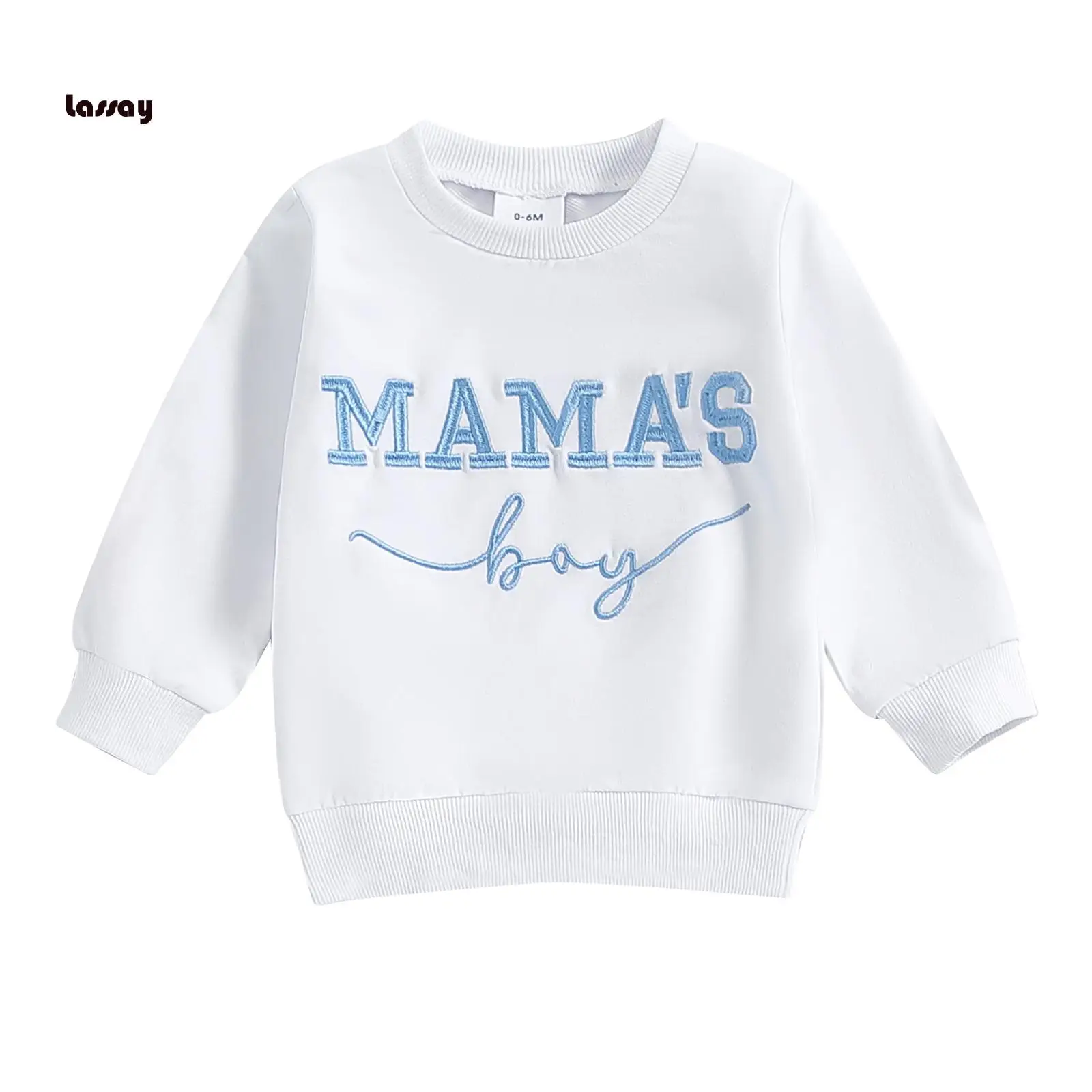 Toddler Boys Sweatshirts Letter Embroidered Crew Neck Long Sleeve Baby Pullovers Fall Casual Tops
