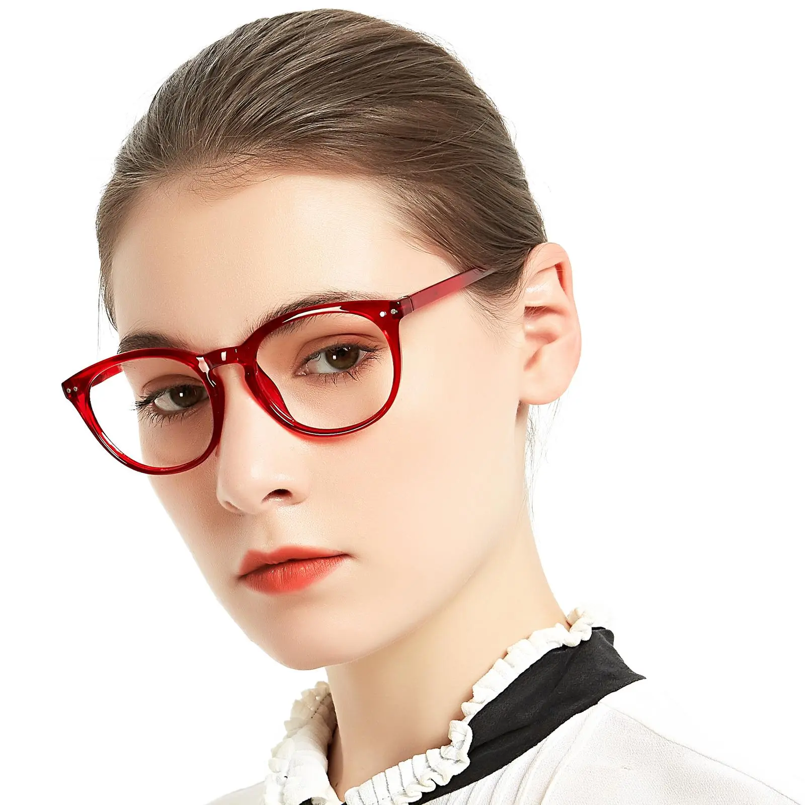 MARE AZZURO Reading Glasses Women Round Stylish Lightweight Durable Reader spring hinge design gafas para présbita Blue Plastic Flexible Clear