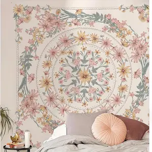 Floral Pattern Tapestry, Bohemian Style Tapestry, Durable Decorative Tapestry, Wall Hanging Decor for Home Living Room Bedroom, Home Decor, Room Decor, Bedroom Accessories, Flower