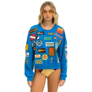 VINTAGE PATCH RELAXED CREW SWEATSHIRT - OCEAN