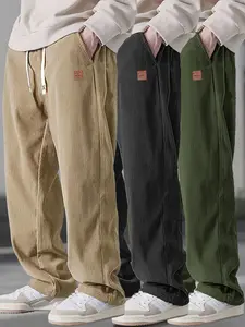 Men's Three-Piece Casual Pants Set - Gray Khaki and Black Green Minimalist Versatile Jogger Style Loose Fit Comfortable Spring Autumn Trousers
