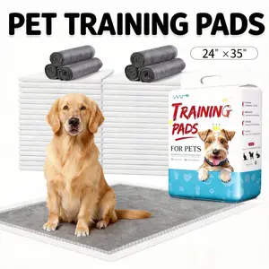XXL Dog Pee Pads 24"x35" Charcoal 20 Counts Extra Large Disposable Activated Carbon Super Absorbent Odor-Control Training Pads with Adhesive Tabs
