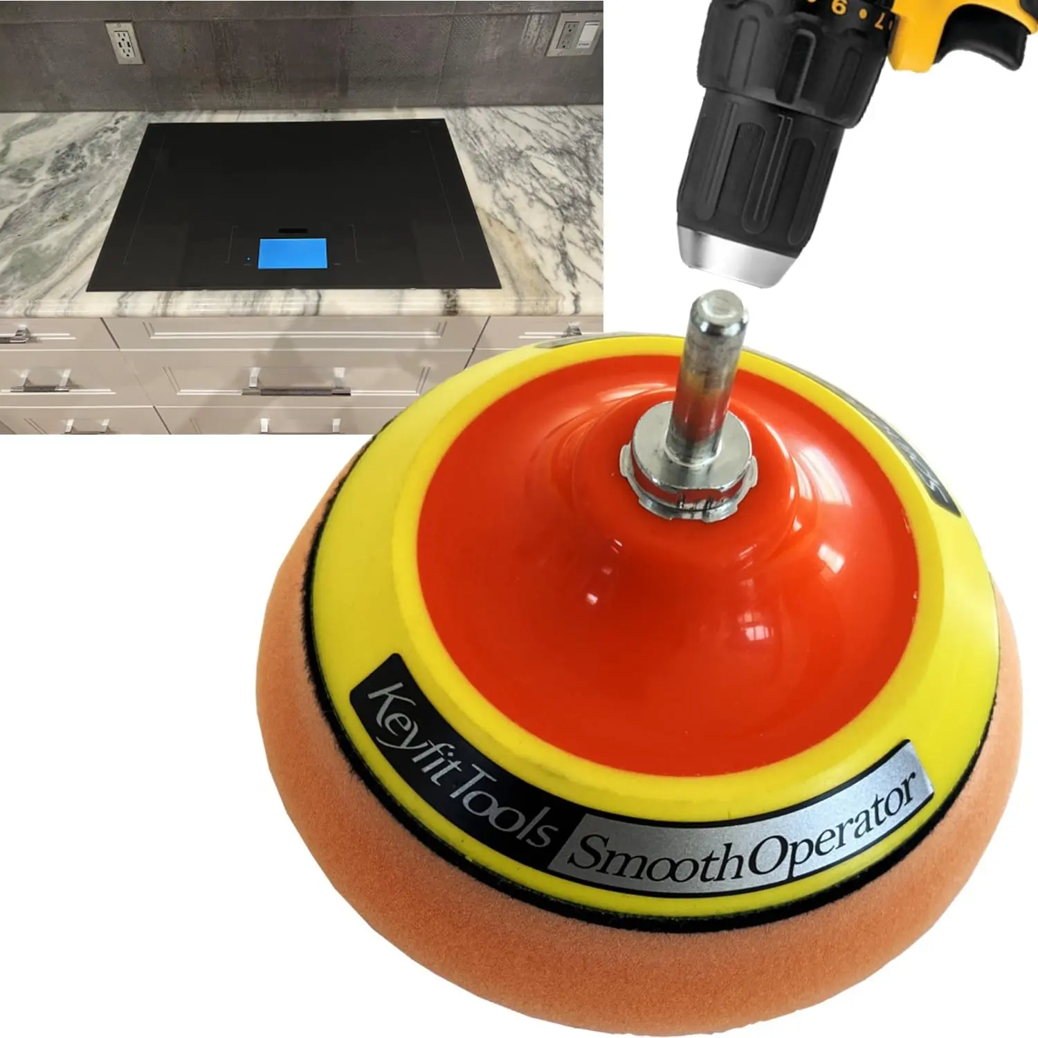 Keyfit Tools SmoothOperator PROFESSIONAL Drill Powered Glass Ceramic Cooktop Cleaner Oven Door Glass Stove Top Polisher ~ HexaMax M780 Proprietary Non Abrasive Cleaning/Polishing Material