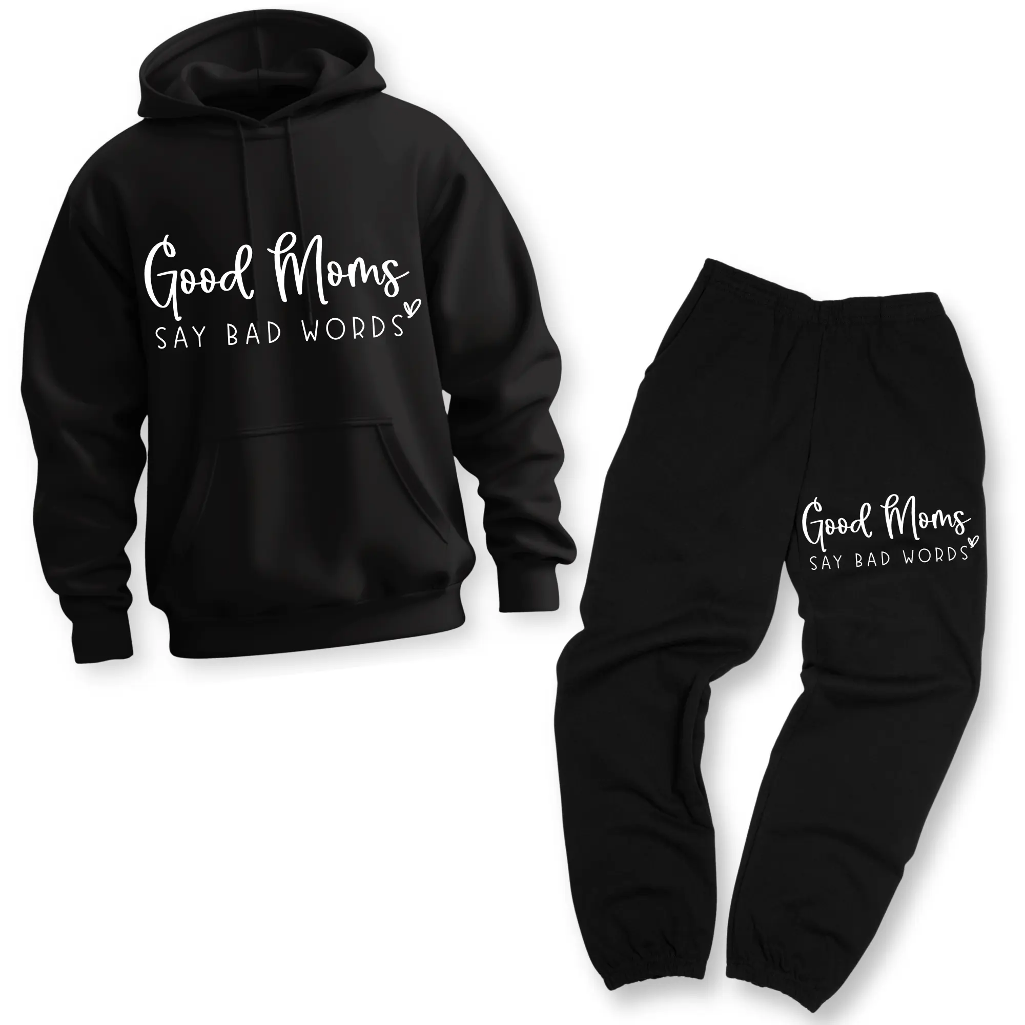Good Moms Say Bad Words Matching Sweatshirt & Sweatpants Set - Stylish Comfortable Casual Wear for Everyday Use