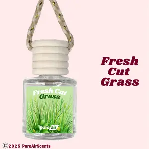 Fresh Cut Grass Pure Air Scented Air Freshener Oil Diffuser - Hangable Glass Woody Design - Lasts 60+ Days - Fragrance Oil Diffuser