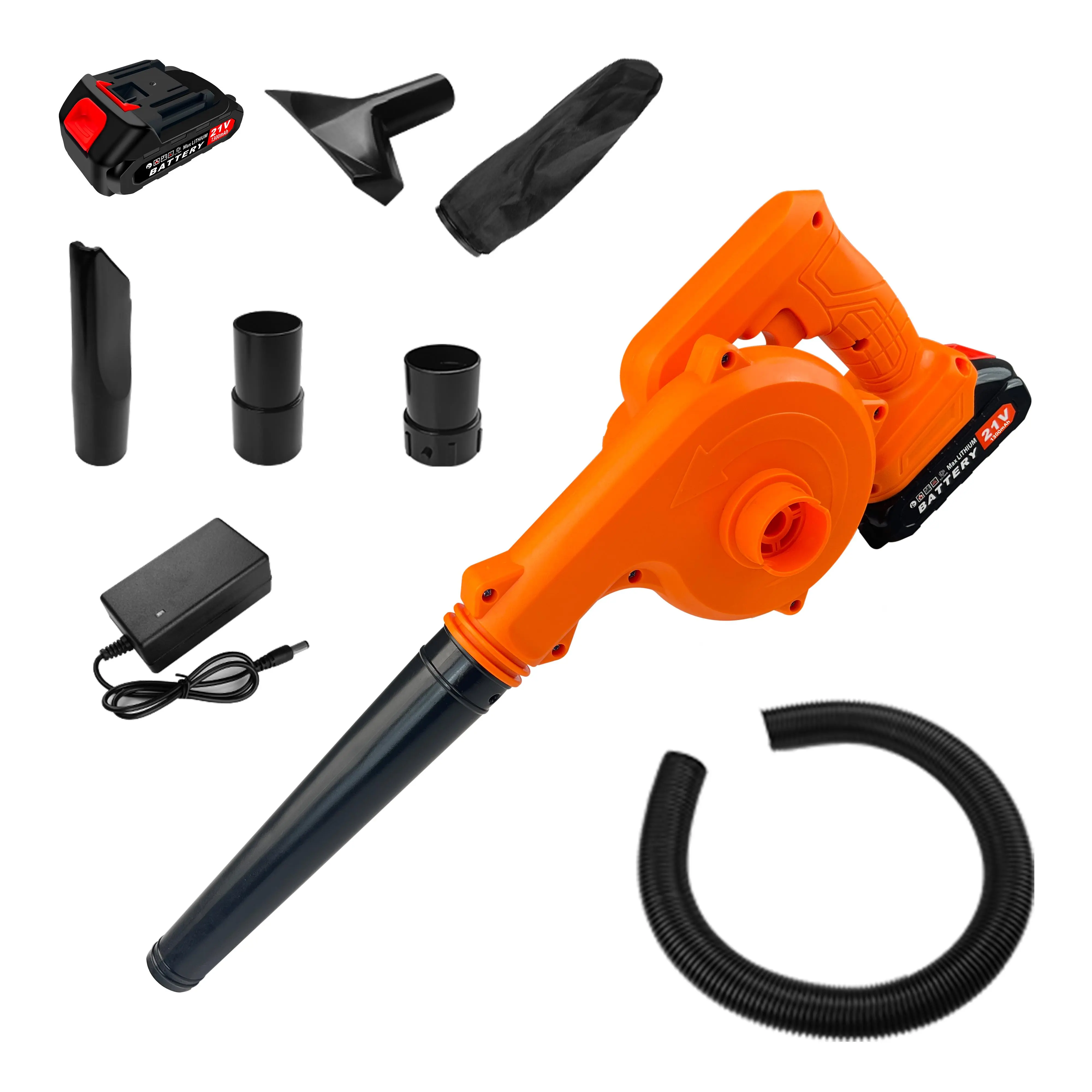 Cordless Electric Leaf Blower/Snow Blower for Outdoor Users, 21V 2600mAh Battery with Quick Charger, Dual-Speed Turbo Motor, Lightweight Handheld with Lightweight Grip & Extended Nozzle, Clears Leaves & Snow on Yard Surfaces