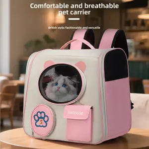 Transparent Space Capsule Cat Backpack - Large Capacity Bubble Pet Carrier with Ventilation Holes, 2-in-1 Convertible Shoulder & Handheld Travel Bag, Breathable Safe Transport for Cats & Small Dogs