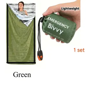 Car Emergency Sleeping Bag Set, Includes Sleeping Bag, Compression Bag, Whistle, Polyester Film Insulated Emergency Blanket, Outdoor Camping Gear