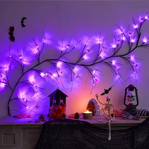 6ft54led Halloween Atmosphere String Lights with Bats and Spiders, USB Powered Water-Resistant Decor for Canopies and Walls