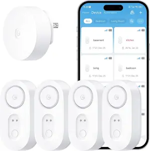 4-Pack Upgraded Smart Water Leak Detectors, 1s Response WiFi Water Sensors with 1804 ft Ultra-Long Range, SMS/Email/APP Push & Sound Alarms for Home, Basement