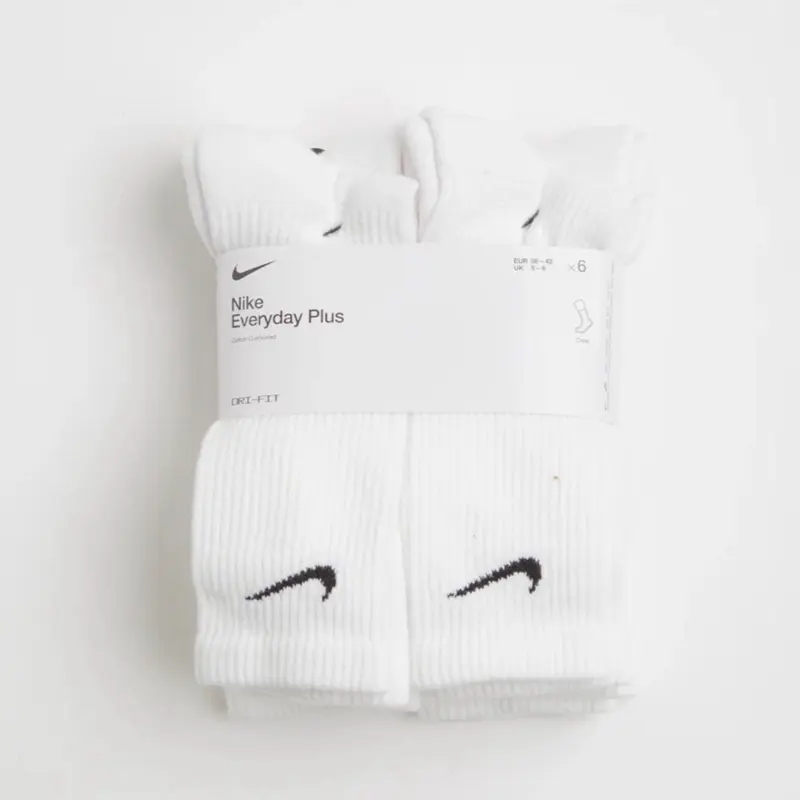Nike Everyday Plus Cushioned Dri-FIT Crew Socks | 6-Pack | White |  Men’s 8-12