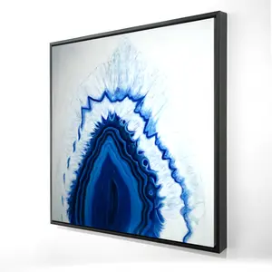 212 MAIN Framed Agate Geode Slice Wall Art Painting - 24x24 in. Blue Modern Abstract Design Photo Artwork, Home Decor for Bedroom Walls