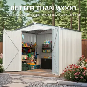 8x6FT Outdoor Storage Sheds, Metal Garden Tool Shed for Backyard, Large Metal Sheds Outdoor Storage with Lockable Doors & Air Vents for Backyard Garden Patio Lawn
