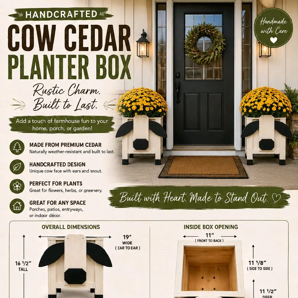 Cedar cow planter Cedar cow planter