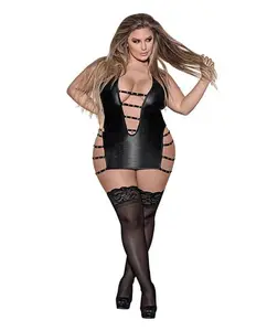 Lust Portia Mini Dress with plush Elastic Strapping Black