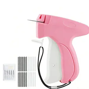 Stitch Gun for Clothes Handheld Quick Fixer with 5 Needles 500 Black & 500 White 4.5mm Mini Fasteners Pink Ergonomic Design for DIY Enthusiasts and Professional Tailors