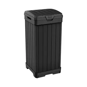 Baltimore Resin 38 Gallon Outdoor Kitchen Trash Can with Lid and Drip Tray for Easy Cleaning-Perfect for Patio Dining, Black