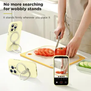 PuyaTeya 360° Rotating Magnetic Ring Stand Protective Casing for iPhone 13/14/15/16 Series - Military-Grade Shockproof Liquid Silicone Phone Shell, Smartphone Casing Cover with Hands-Free Video Call & Car Mount Use