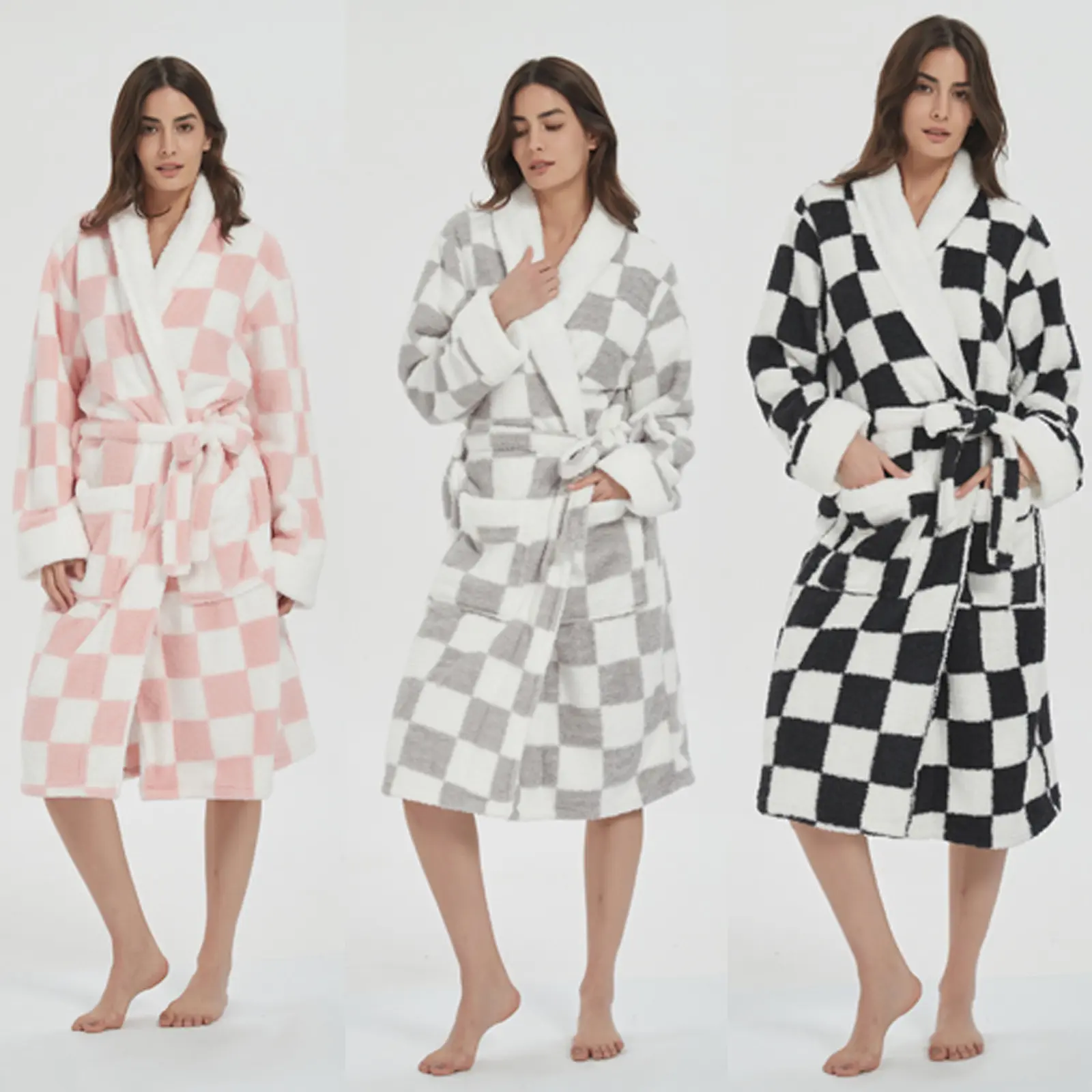 MERRYLIFE Women Bathrobes Lounger Long Nightgown Adjustable Waist Belt Luxury Petite Robes