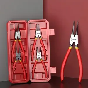 Circlip Pliers Set, Straight/Bent Jaw Snap Ring Pliers, Internal/External Circlip Pliers with Plastic Box for Ring Removal and Retaining, Hand Tools
