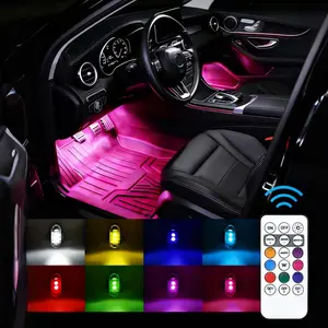 Wireless LED Strobe Lights with Remote Control, 8 Colors USB Charing Waterproof Anti-Collision Led Emergency Warning Lights for Car Motorcycle Drone Aircraft Bike, for Car Decor, Best Holiday Gift for Family and Friends