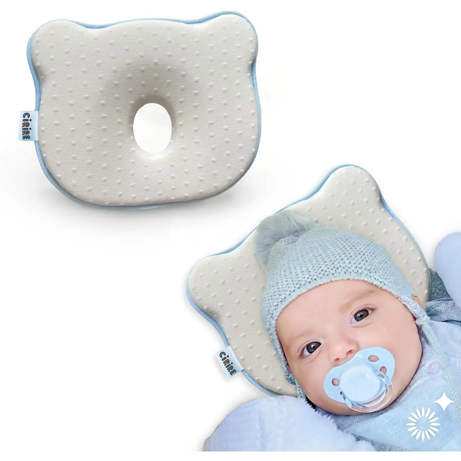Memory Foam Baby Cushion Soft Cozy Machine Washable Head Neck Support Breathable Anti Slip for Infants Tummy Time Beige for Small Boys Girls