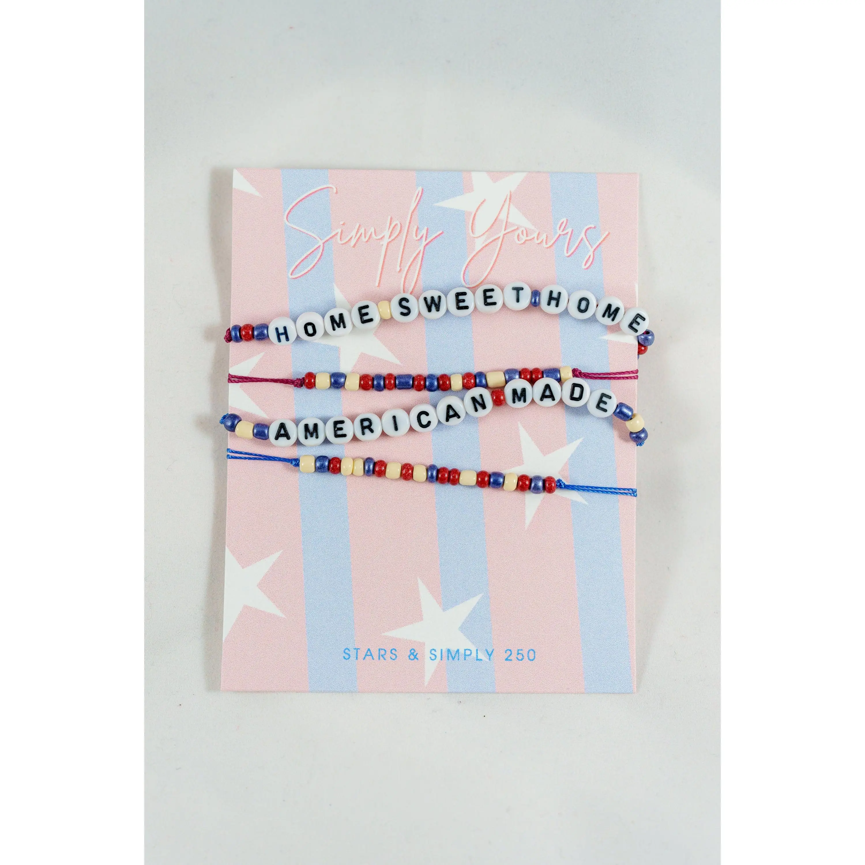 Unisex Vintage Americana Stack Costume Jewelry Layered Bracelets Set (4 Pcs) - Seed Beads, Cotton Thread, Adjustable Size, Ideal for Memorial Day Wear