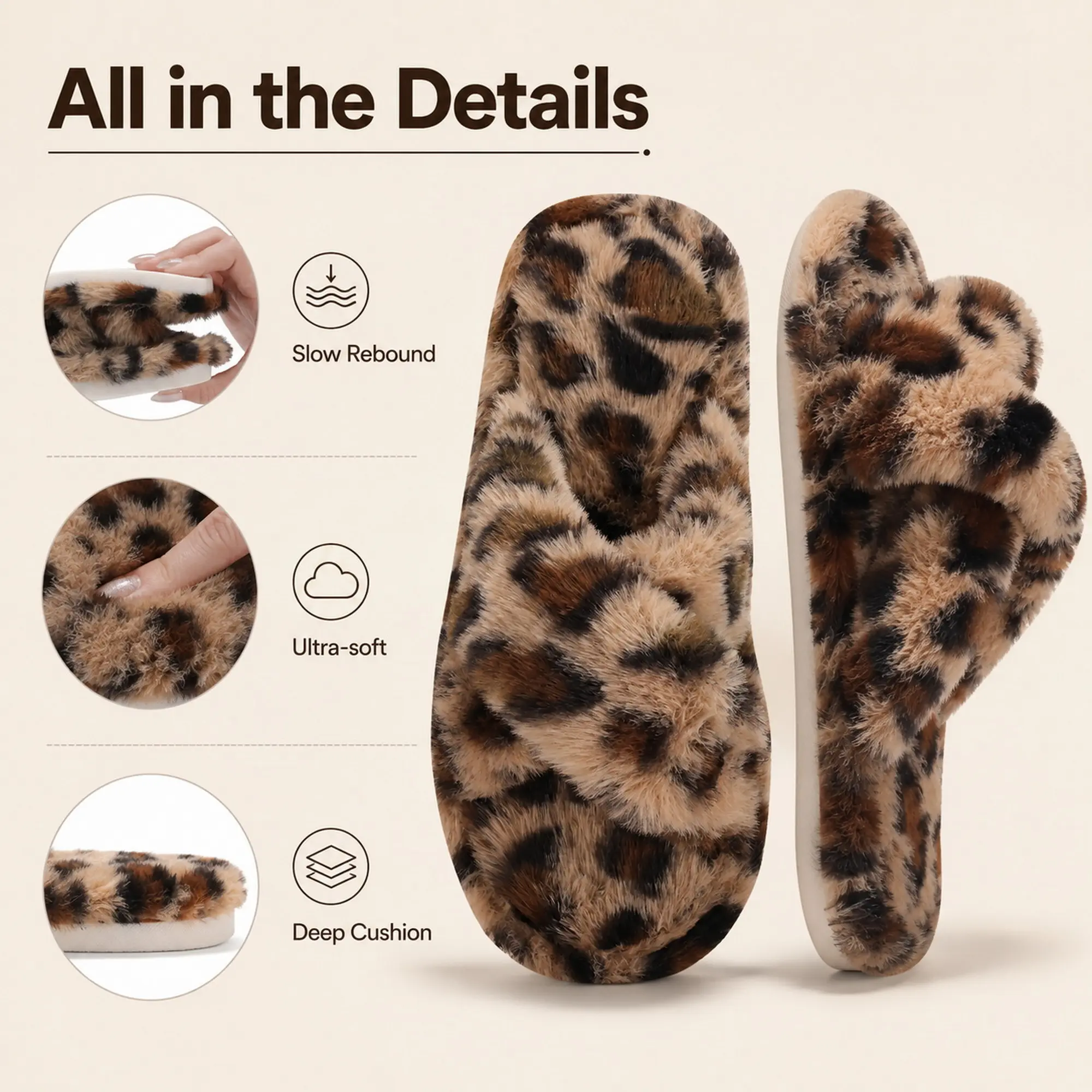 Women's Fuzzy Memory Foam Slide Sandals, Female Footwear with Non-Shedding Fluffy Open Toe, Cushioned Lightweight Anti-Skid TPR Sole, Ideal for Indoor Use & Gifting (Great for Girlfriend Winter Wear)
