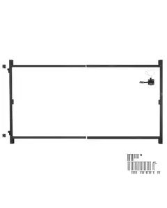 DIY Gate Building Kit for 60 to 96 Inch Wide Openings Fits 4 to 5 Foot High Fences Black Finish Heavy Duty Weather Resistant Outdoor Gate System for Residential and Commercial Use Includes Mounting Hardware