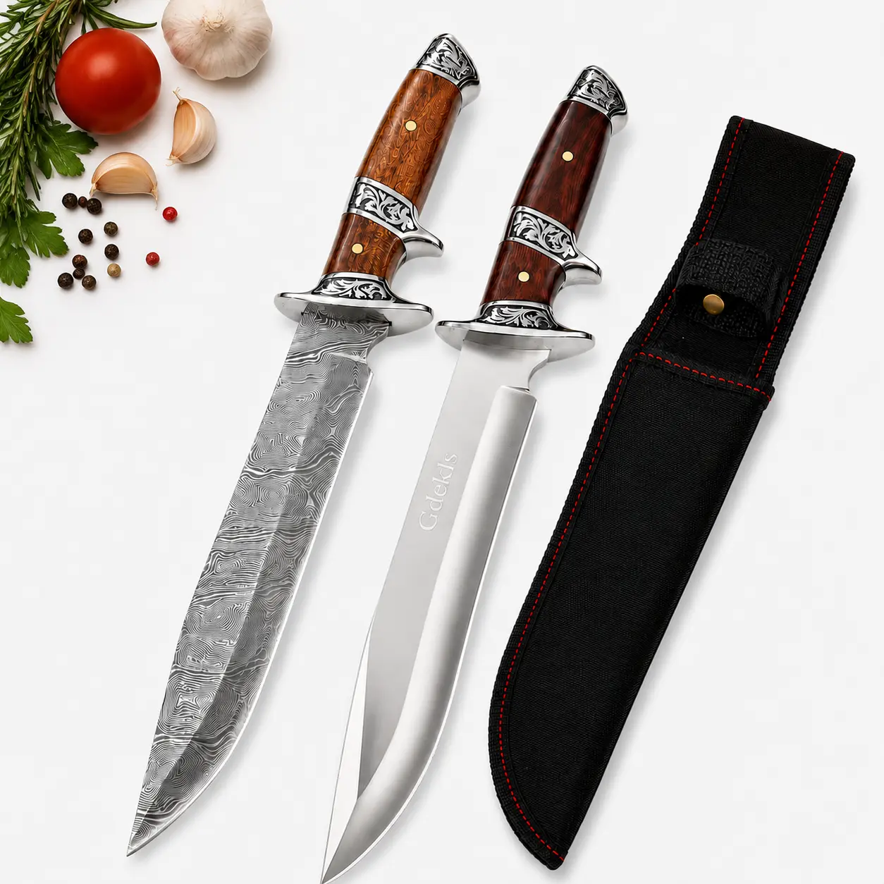 Gdekls Premium Retro Culinary Fixed Blade Knife, Comfort Ergonomic Wood Grip for Daily Family Food Slicing and Trimming