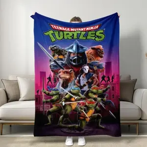 Teenage Mutant Ninja Turtles Cartoon-Style Blanket, Vivid Character Prints, Super Soft & Warm, Retro Cartoon Flair, Suitable for beds and sofas can also be given as a gift