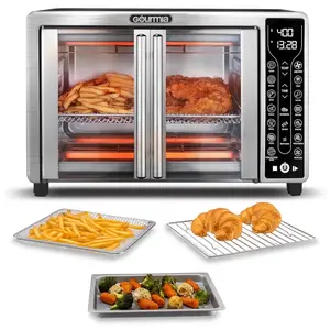 French Door Air Fryer Toaster Oven – 6-Slice Capacity, FryForce 360°, Digital Display with 17 Cooking Presets, Stainless Steel