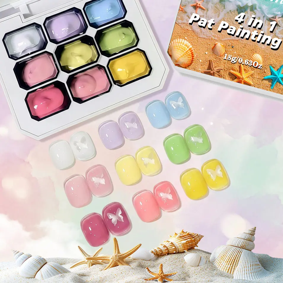 Nail Pat Painting Gel,Rainbow Dopamine Series Gradient Blush Nail Art, Hand-Painted Nail Polish & Gel, Vibrant Colors for Creative Manicures, Cosmetic, Nail Care, Nail Art Products