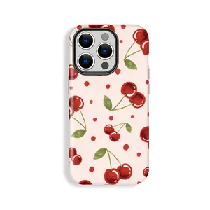 Polka Dot Cherry Crayon Painted Smartphone Case, Cellphone Casing & Shell Accessory Compatible with iPhone 11/12/13/14/15/16/17 Pro, ProMax, Plus, Air