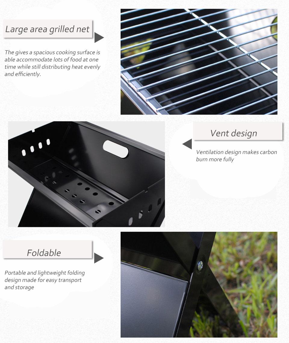 Portable Barbecue Grill Foldable BBQ Grill Outdoor Charcoal BBQ Grill Camping Picnic Barbecue Accessories BBQ Tools