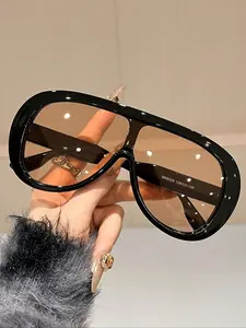 Women's Oversized Pilot Frame Fashion Sunglasses, Modern Style, Suitable for Various Face Shapes, Outdoor Activities, Driving, Fishing, Daily Wear, Aviator Shades