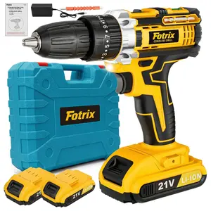 Multifunctional 21V portable cordless rechargeable drill with work light, equipped with a 21V lithium-ion battery, includes charger and drill bit set, suitable for car repairs and home DIY.