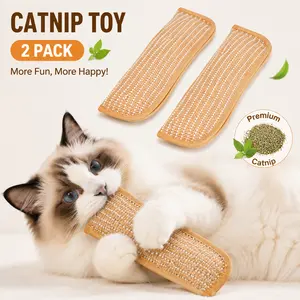 Cat Toys Pack of 2 , Organic Catnip, Soft Sisal Material Indoor Kitten Scratching and Kicker Toys, Drives Bored Cats Crazy with Fun Interactive Chew
