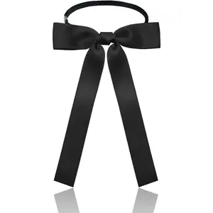 Western Bow Ties for Men Women, Black/Red Colonel Satin Ribbon String Bow Tie for Costume Uniform