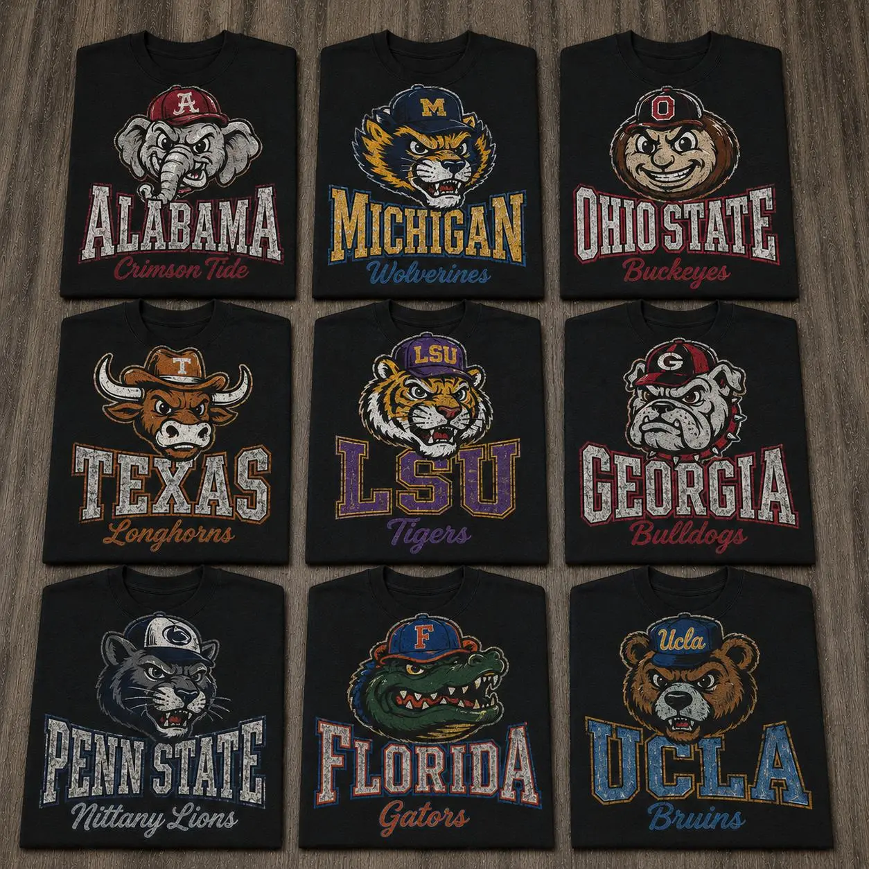 Unisex College T-Shirt, Soft 100% Cotton Round Neck Top with Vintage Mascot Print, Casual Game Day & Back to School Vibe, University Sports Team Logo Men's Short-Sleeve T-Shirts, Shortsleeve